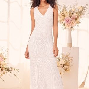 Alessandra White Beaded Dress